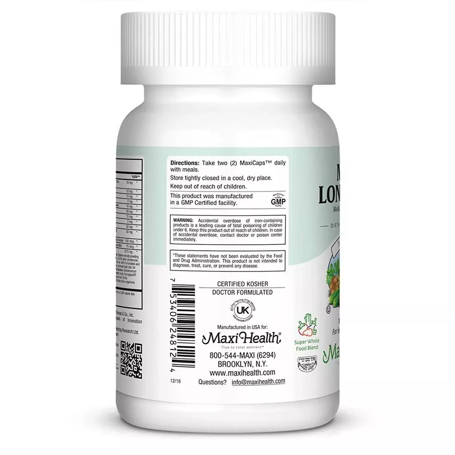 מקסי הלט לונגווטי מולטי ויטמין לגברים 50+ Longevity For Men 120 Caps MAXI HEALTH