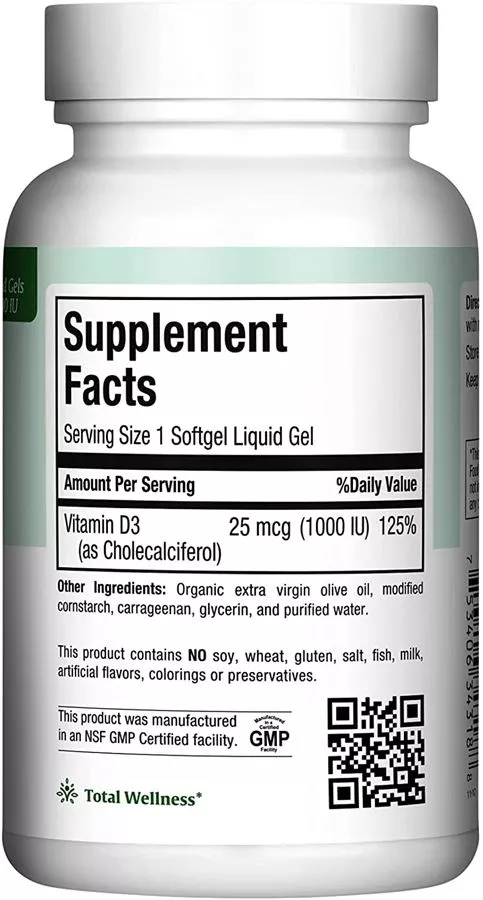ויטמין די  1000 יח״בל 180 כמוסות ליקוויד ג׳ל | D3 Liquid Gels 1000 Iu 180 Gels