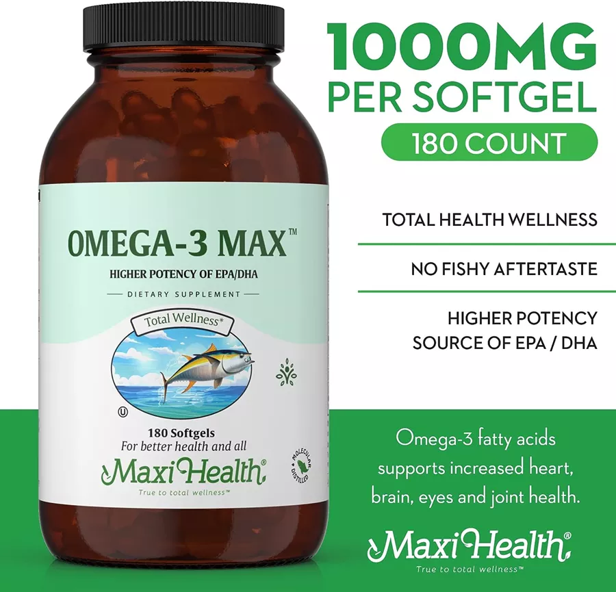 מקסי הלט אומגה 3 מקס 180 כמוסות ג׳ל | Maxi health Omega-3 Max 180 Softgel