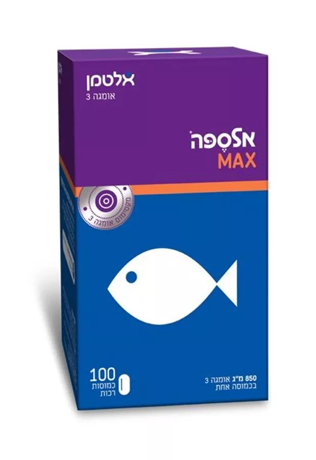 אלספה מקס אומגה 3, 100 כמוסות | ALTMAN‎ ‎ALSEPA‎ ‎MAX‎‎ OMEGA 3 (‎100‎)