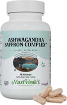 מקסי הלט אשווגנדה זעפרן קומפלקס 60 כמוסות | Ashwaganda Saffron Complex, 60 Caps maxi health Vitamins4u