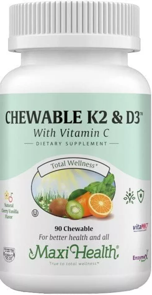 מקסי הלט ויטמין K2 פלוס D3 ללעיסה 90 לכסניות |  Maxi Health Chewable K2 & D3 90 Chewable