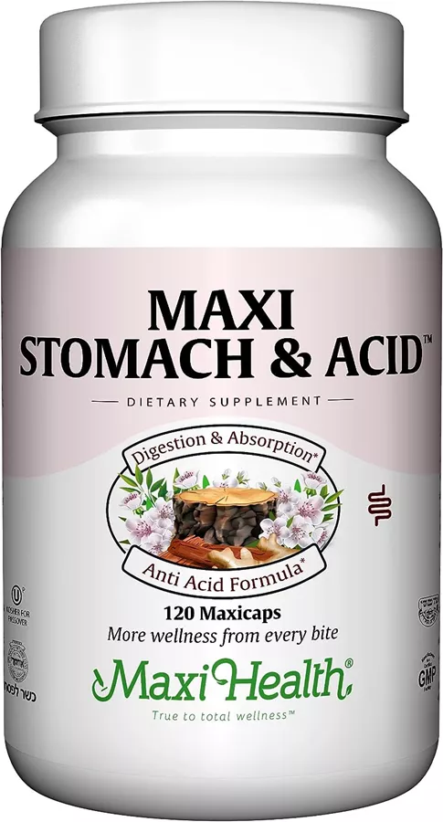 מקסי הלט סטומיק אנד אסיד 120 כמוסות כשר לפסח | Maxi health Stomach & Acid 120 Caps Kosher For Passover