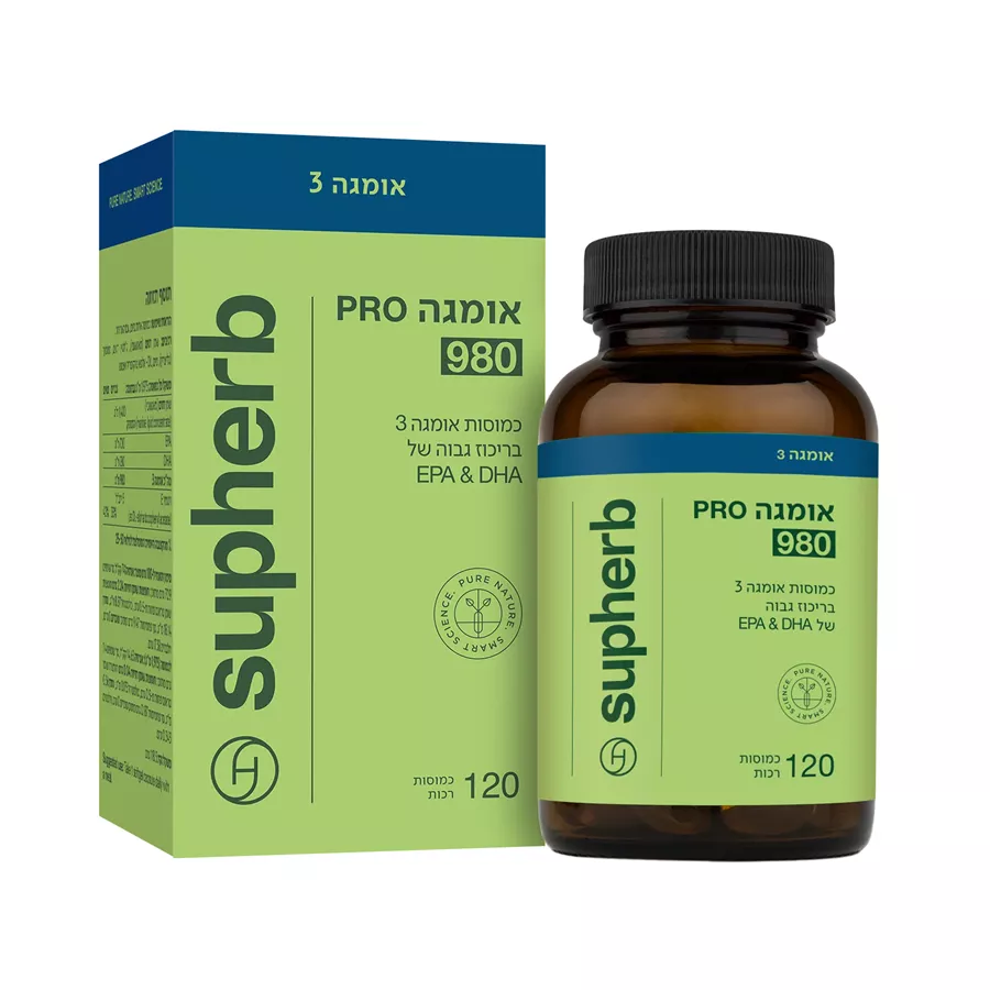 סופהרב אומגה 3  980 פרו 120 כמוסות רכות | ‎SUPHERB‎ ‎OMEGA‎ ‎980‎ ‎120‎ ‎CAP