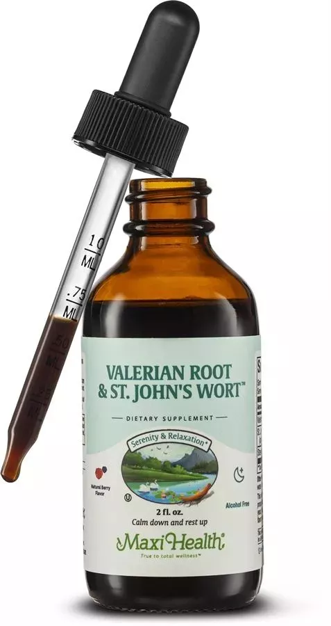 מקסי הלט ולריאן פלוס פרע היפריקום | Maxi Health Valerian & St. John's Wort 2 Fl Oz