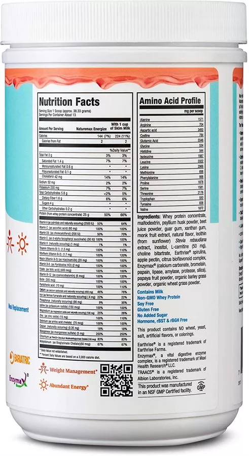 נייצרמקס אבקת חלבון חלבי בטעם תות מקסי הלט Naturemax Energize Strawberry Whey 1.17 Lb