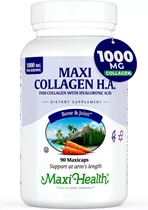 מקסי הלט קולגן 100 מ״ג 90 כמוסות | Maxi Health Collagen H.A. 1000 Mg 90 Caps Vitamins4u