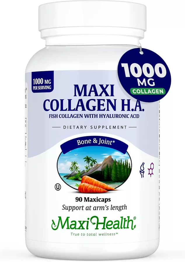 מקסי הלט קולגן 100 מ״ג 90 כמוסות | Maxi Health Collagen H.A. 1000 Mg 90 Caps