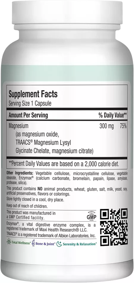 מקסי הלט מגנזיום בכמוסות 180 כמוסות | Maxi Health Magnesium Capsules 180 Caps