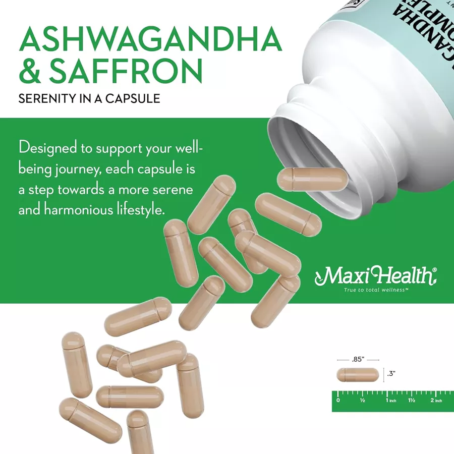 מקסי הלט אשווגנדה זעפרן קומפלקס 60 כמוסות | Ashwaganda Saffron Complex, 60 Caps maxi health