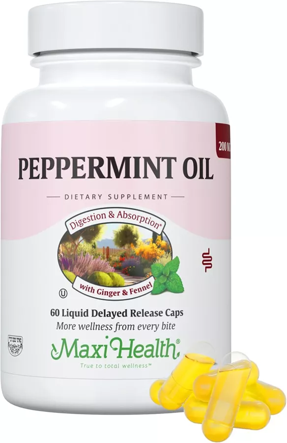 מקסי הלט שמן מנטה פפרמינט 60 כמוסות רכות | maxi health Peppermint Oil Liquid Caps, 60 Caps