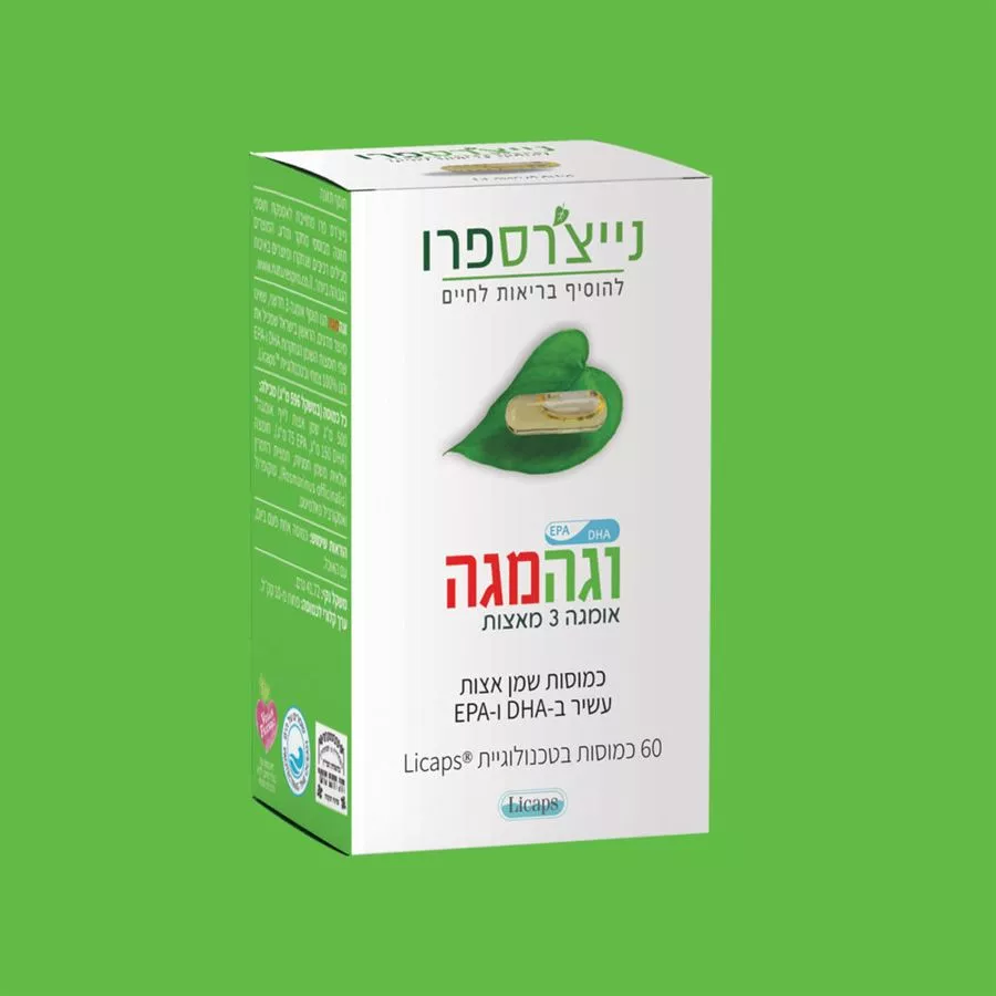 וגהמגה אומגה 3 מאצות 60 כמוסות נייצ׳רספרו VEGAMEGA