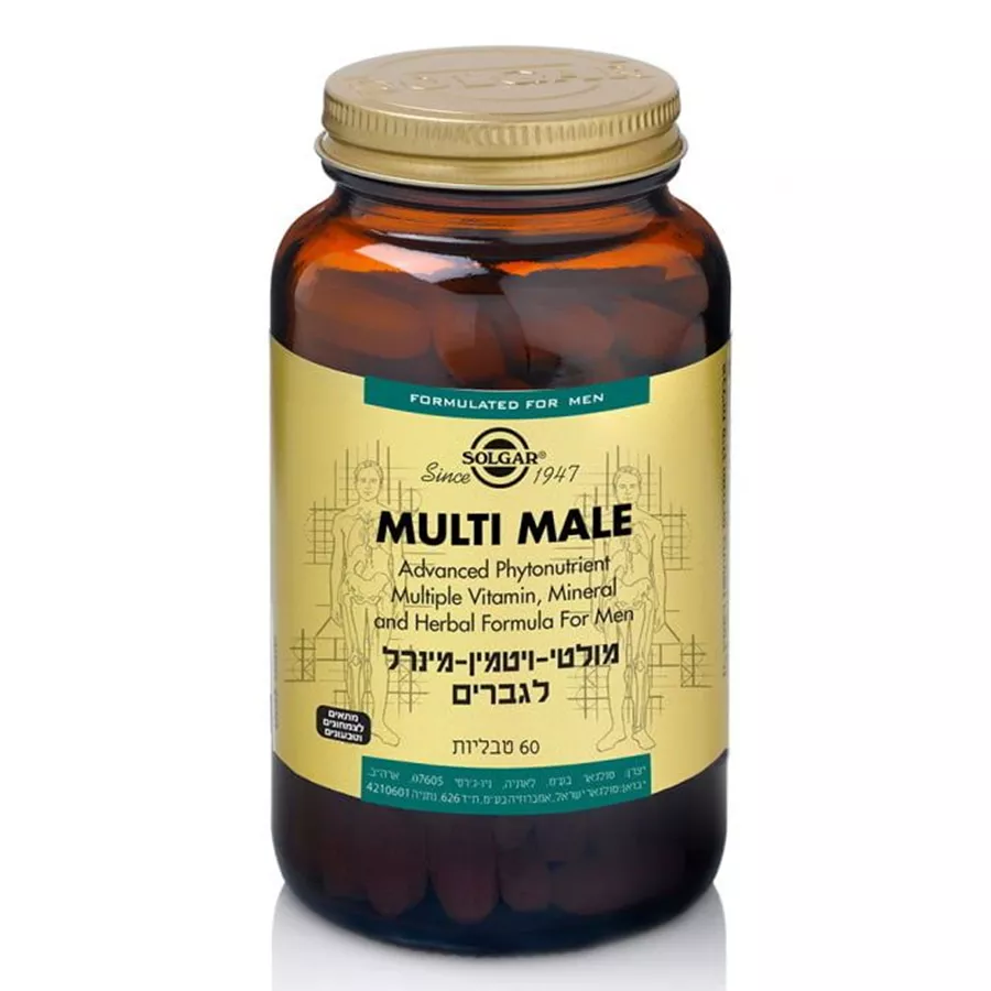 מולטי ויטמין-מינרל לגברים 60 טבליות סולגאר |  Multi Male Multi Vitamin