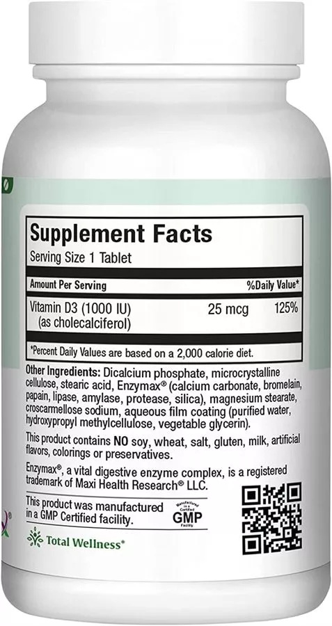 ויטמין D3 1000 יחב״ל 180 טבליות מקסי הלט |  Vitamin D3 1000 Iu 180 Tabs