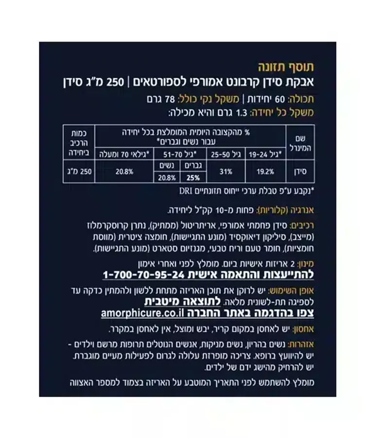pH ספורט 60 אריזות אישיות | PH‎ ‎SPORT‎ ‎250‎MG‎ ‎60
