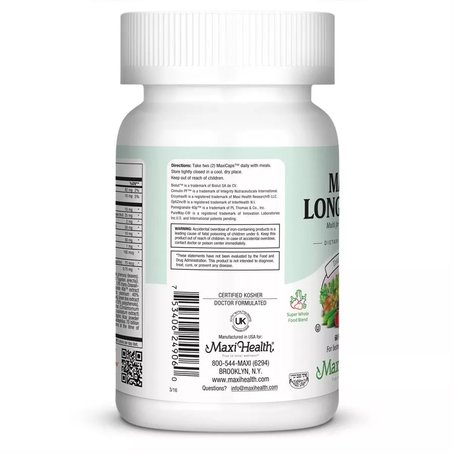 מקסי הלט לונגווטי לנשים 50+ 60 כמוסות |MAXI HEALTH Longevity For Women 60 Caps