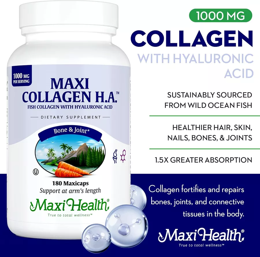 מקסי הלט קולגן 100 מ״ג 180 כמוסות | Collagen H.A. 1000 Mg 180 Caps