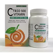 ויטמין C500 בתוספת ויטמין D ואבץ 60 טבליות ללעיסה פלוריש | VIT‎.‎C‎ ‎TRIO‎ ‎CHEW‎.‎500‎MG‎(‎60‎) Vitamins4u