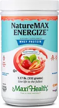 נייצרמקס אבקת חלבון חלבי בטעם תות מקסי הלט Naturemax Energize Strawberry Whey 1.17 Lb Vitamins4u