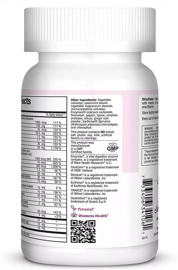 מקסי הלט מתיל פרנטל אחד ליום 60 כמוסות | MAXI HEALTH Methyl One Prenatal 60 Caps