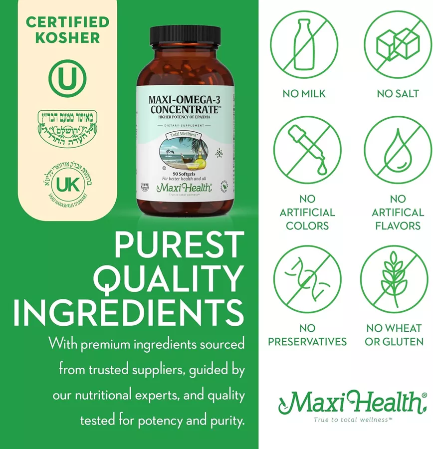 אומגה 3 קונצטרייט 90 כמוסות ג׳ל מקסי הלט | Omega 3 Concentrate 90 Gels
