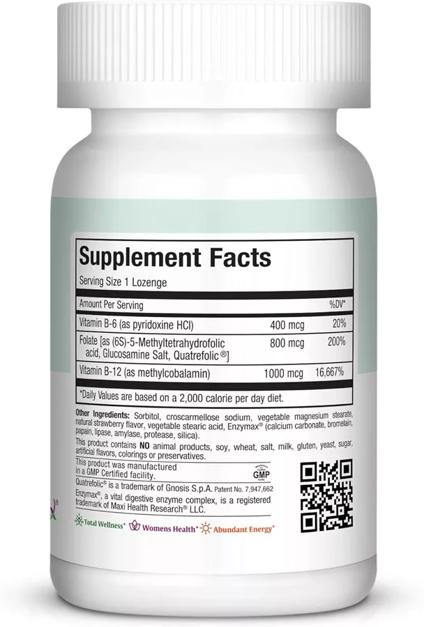 מקסי הלט מתיל פולאט 90 לכסניות | Maxi Health Methyl Folate Lozenges 90 Loz