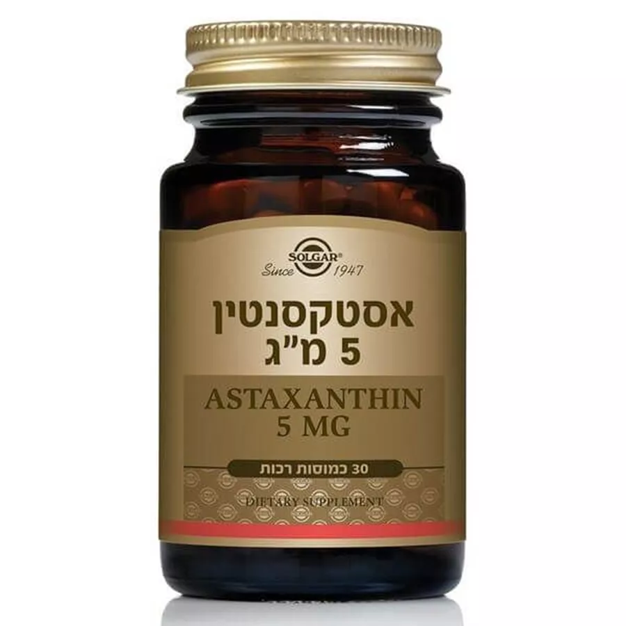 אסטקסנטין 30 כמוסות סולגאר Astaxanthin 5 mg