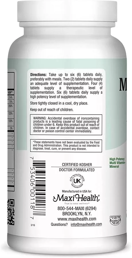 מקסי הלט סופרים 180 טבליות |  Maxi Health Supreme 180 Tabs