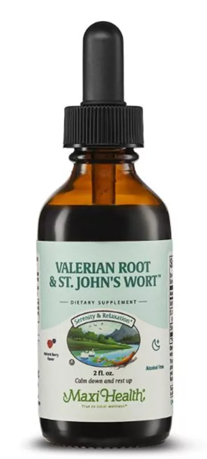 מקסי הלט ולריאן פלוס פרע היפריקום | Maxi Health Valerian & St. John's Wort 2 Fl Oz