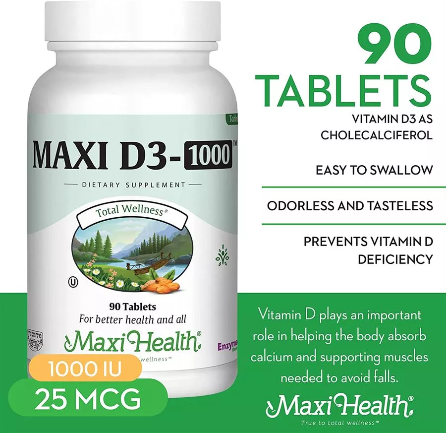 ויטמין D3 1000 יחב״ל 90  טבליות מקסי הלט |  Vitamin D3 1000 Iu 90 Tabs